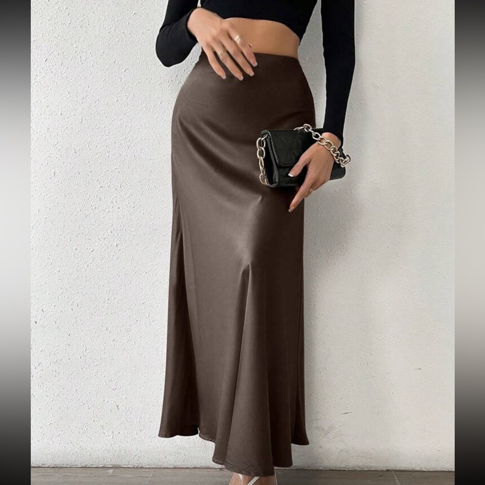 Classic Satin High Waist Fish Tail Long Maxi Skirt